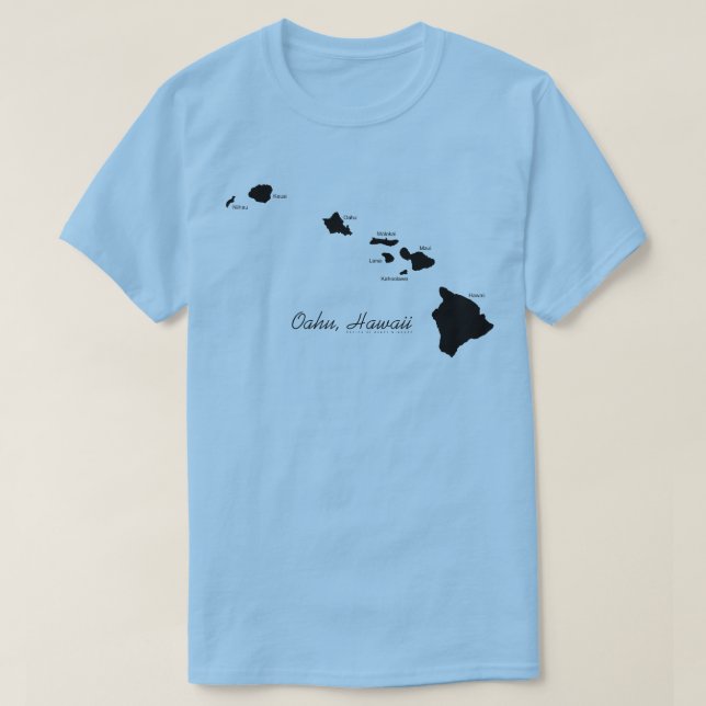 Oahu Hawaii med Hawaiianska öarna T Shirt (Design framsida)