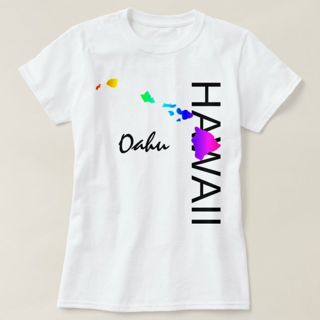 OAHU - HAWAII-ÖARNA NEON RAINBOW T SHIRT (Design framsida)