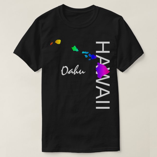 OAHU - HAWAII-ÖARNA NEON RAINBOW T SHIRT (Design framsida)
