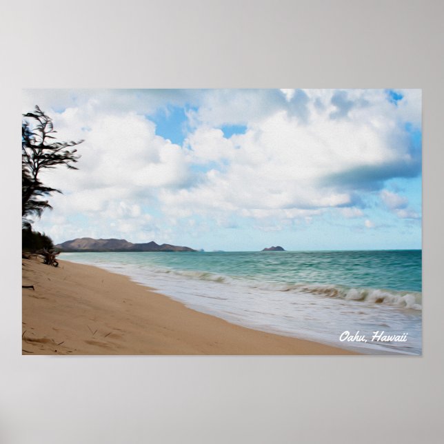 Oahu Hawaii Ocean Vågar & Beach Poster (Framsidan)