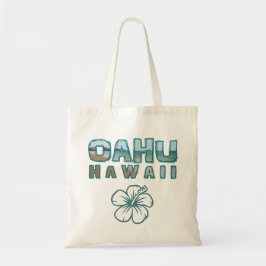 Oahu Hawaii Photo Text & Hibiscus Flower Tygkasse