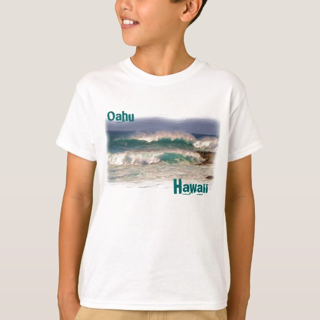 Oahu Hawaii-pojkskjorta T Shirt (Framsida)