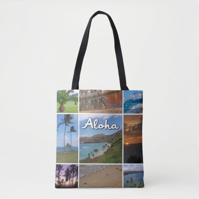 Oahu, Hawaii Potomacs Collage tote bag Tygkasse (Framsida)