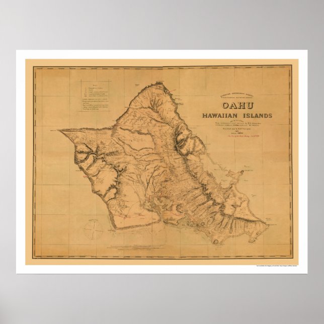 Oahu Hawaii Railroad Karta 1881 Poster (Framsidan)