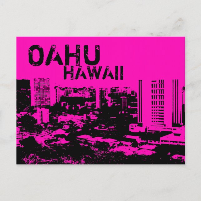 Oahu Hawaii rosa punk stads vykort (Framsida)
