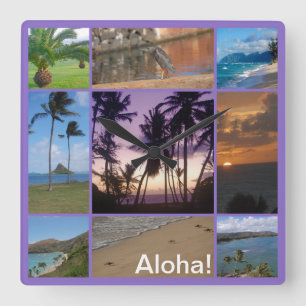 Oahu, Hawaii Square Wall Clock Fyrkantig Klocka