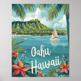Oahu Hawaii Travel Poster Art Print Poster