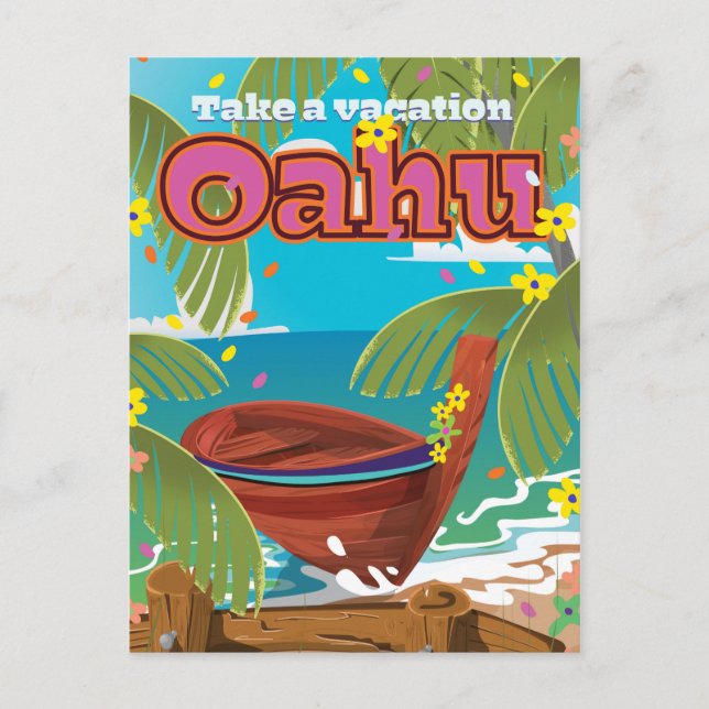 Oahu Holiday-resor affisch Helg Vykort (Framsida)