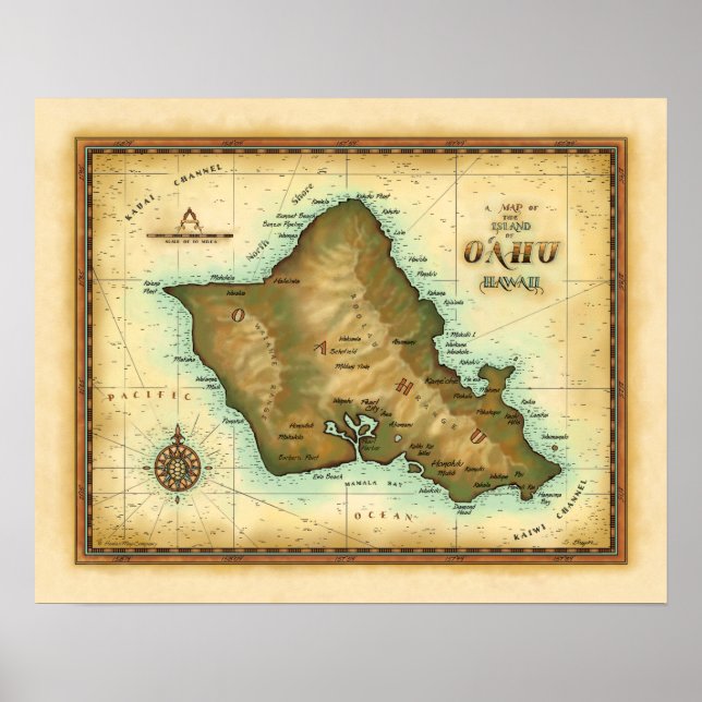 Oahu Island of Hawaii Poster (Framsidan)