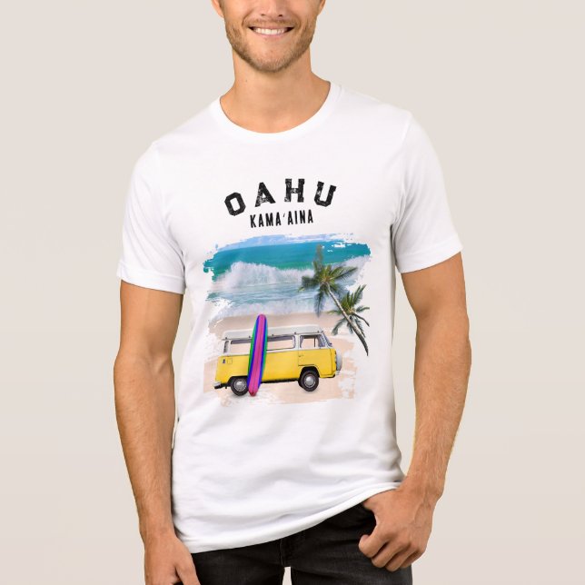 Oahu Kamaʻaina Gul Vintage Van Surfbräda T Shirt (Framsida)