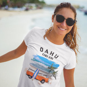 Oahu Kamaaina Orange Vintage Skåpbil Surfbräda Coo T Shirt