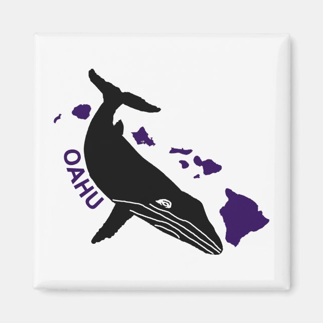 Oahu - Lila Hawaii Islands Humpback Magnet (Framsidan)