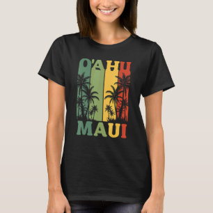 Oahu Maui Hawaiian Retro Hawaii Island Handflatan T Shirt