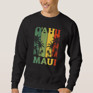 Oahu Maui Hawaiianskt Retro Hawaii Ö Palmstrand Lång Ärmad Tröja