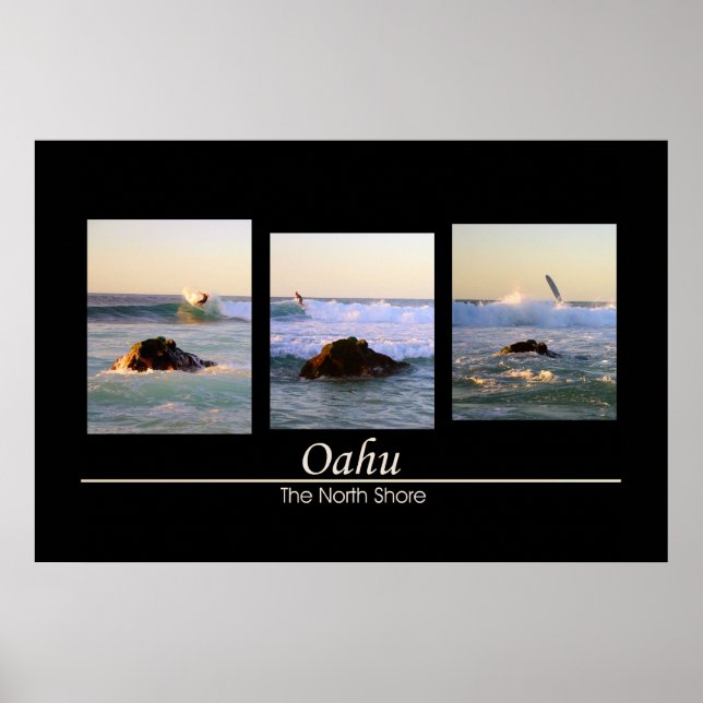 Oahu - Nordkusten - Surfing Poster (Framsidan)