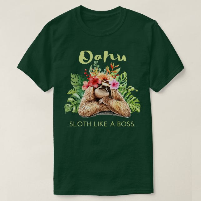 Oahu Sloth som en Chef-vacation Souvenir Gift T Shirt (Design framsida)