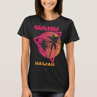 Oahu Surfing Handflatan träd Hawaii Vacation Ocean T Shirt