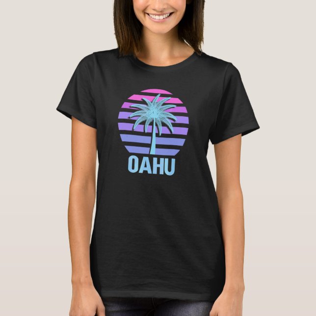 Oahu Vacation Vaporwave Aesthetic 1 T Shirt (Framsida)