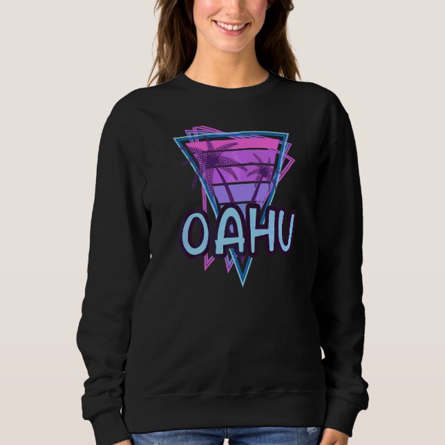 Oahu Vacation Vaporwave Aesthetic T Shirt (Framsida)