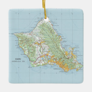 Oahu Vintage Karta Julgransprydnad Keramik