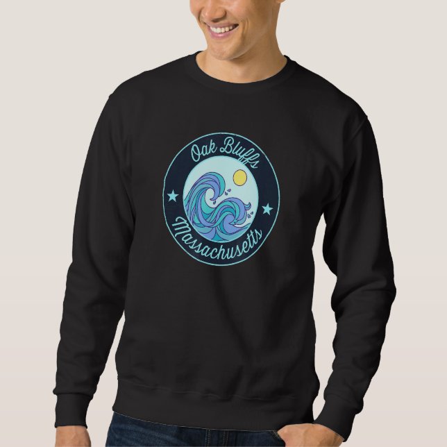 Oak Bluffs Morsa Massachusetts Souvenir Nautical S Lång Ärmad Tröja (Framsida)