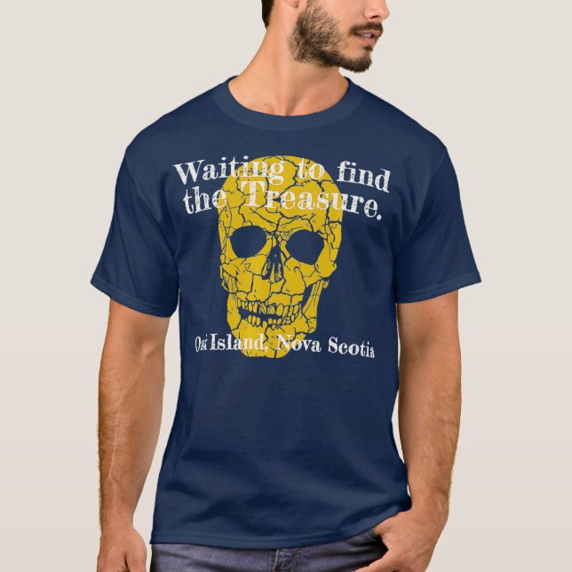 Oak Island Curse Skeleton Funny Väntar på Hunt T Shirt (Framsida)