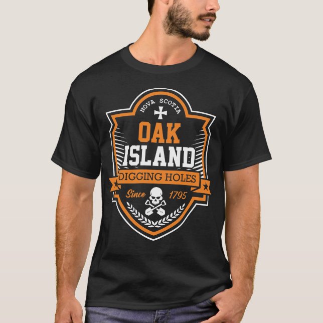 Oak Island Grävande Hål Templar Treasure Hunting T Shirt (Framsida)