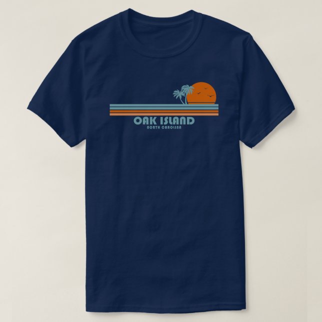 Oak Island North Carolina Sol Handflatan Träd T Shirt (Design framsida)