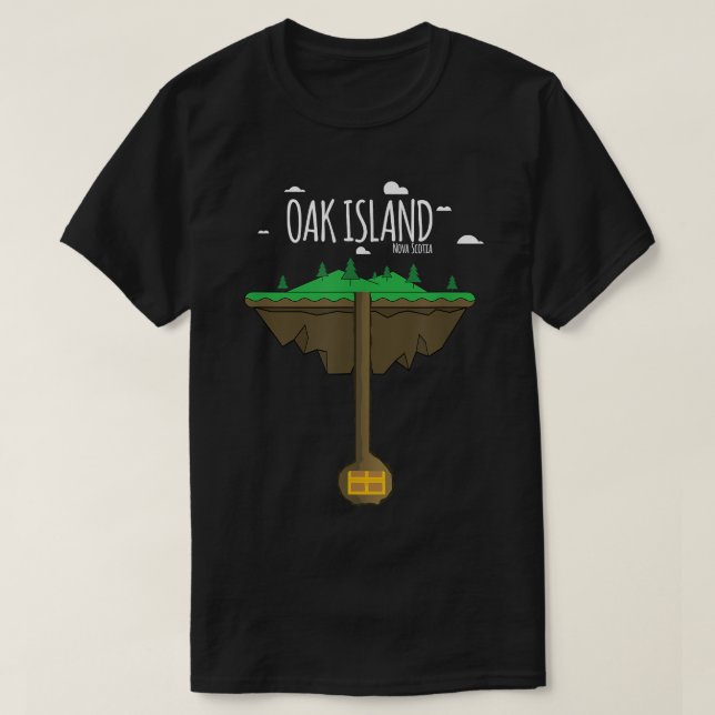 Oak Island NS Tecknad Karta Cursed Treasure T-Shir T Shirt (Design framsida)