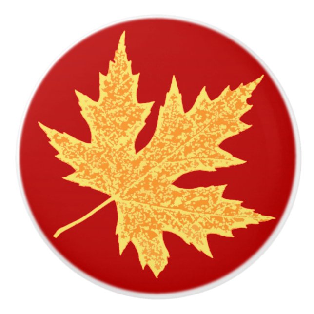 Oak löv - djup röd och saffron knopp (Framsidan)