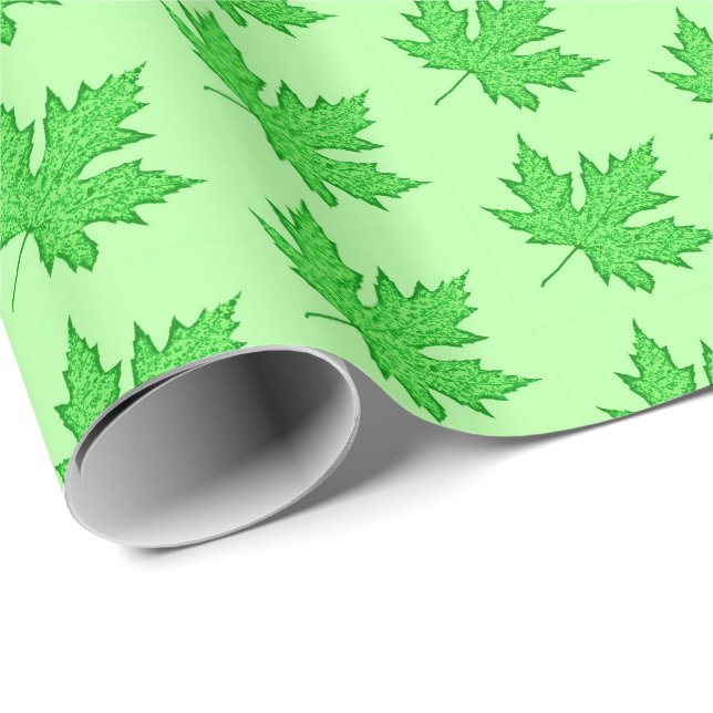 Oak löv - gröntens nyanser presentpapper (Rullad Hörn)