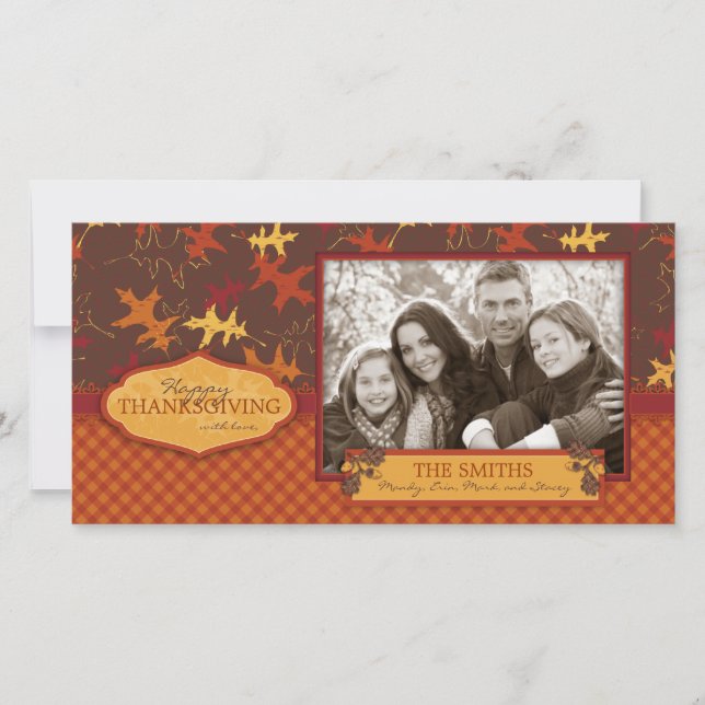 Oak Löv Höst färger för Thanksgiving Julkort (Framsida)