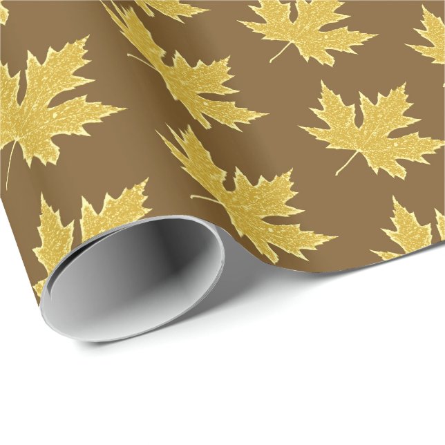 Oak löv - kameltan och brunkolsbrunna presentpapper (Rullad Hörn)