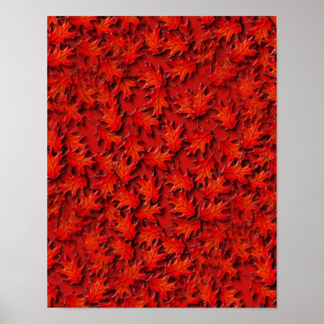 Oak Löv Natature Art Mönster Poster (Framsidan)
