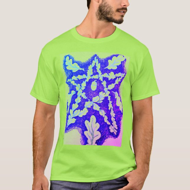 Oak Löv Pentagram Bright färgstark T Shirt (Framsida)
