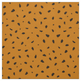 Oak Lövs and Acorns Black on Orange Fabric Tyg