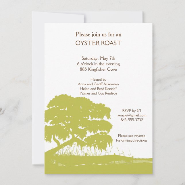 Oak med spansk Moss vid Marshinbjudanlodrät Inbjudningar (Framsida)