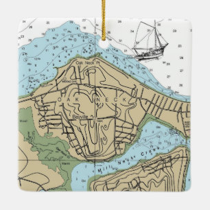Oak Nacke NY Nautical Diagram jul Julgransprydnad Keramik