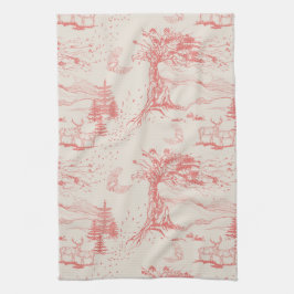 Oak och Elk-vardagsbubbla i Rosa Coral & kräm Kökshandduk