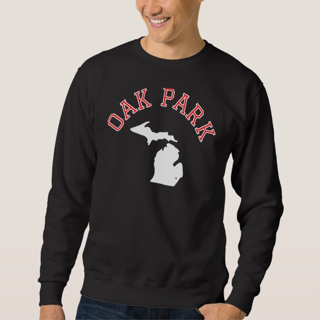 Oak Park Michigan White Karta Lång Ärmad Tröja (Framsida)