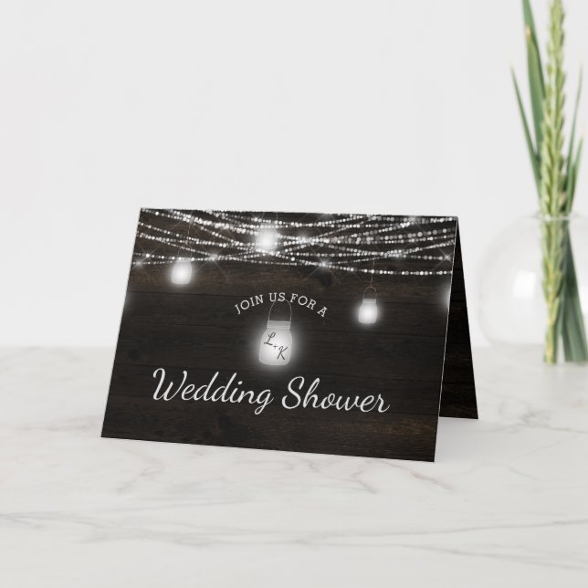 Oak Ridge Rustic Mörk Wood Couples Möhippa Inbjudan (Framsida)