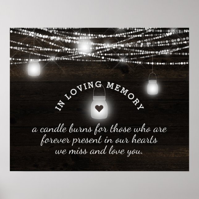Oak Ridge Rustic Wood in Loving Memory Sign Poster (Framsidan)
