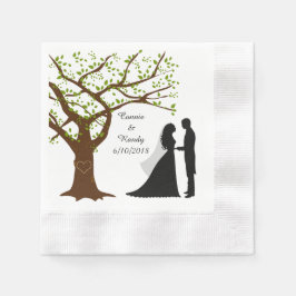 Oak Träd Bride och Groom Napkin Pappersservett