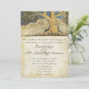Oak Träd Distress Damask Metallic Elegance Inbjudningar