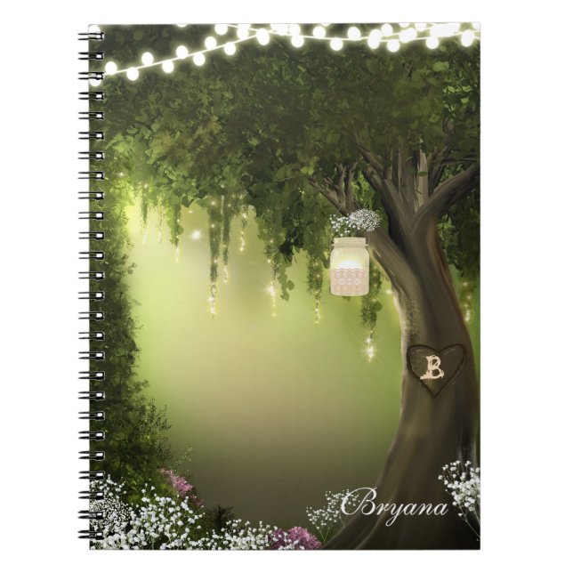 Oak Träd Enchanted Forest Garden Notebook Journal Anteckningsbok Med Spiral (Framsidan)