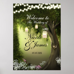 Oak Träd Enchanted Forest Garden WedPoster Poster