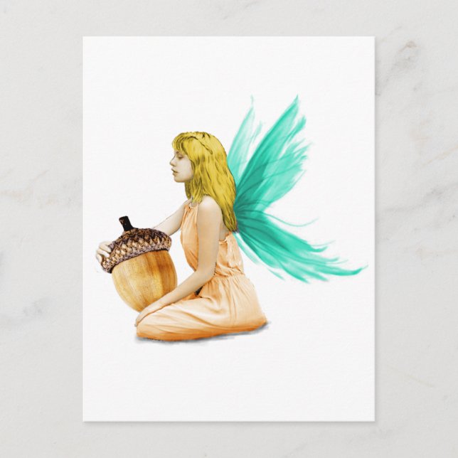 Oak Träd Fairy holding Acorn Vykort (Framsida)