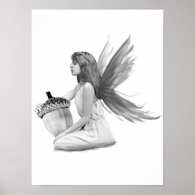 Oak Träd Fairy with Acorn Poster (Framsidan)