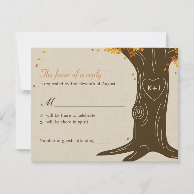 Oak Träd Fall Wedding OSA/responskort OSA Kort (Framsida)