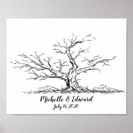 Oak Träd Fingerprint Guestbook for Family Poster